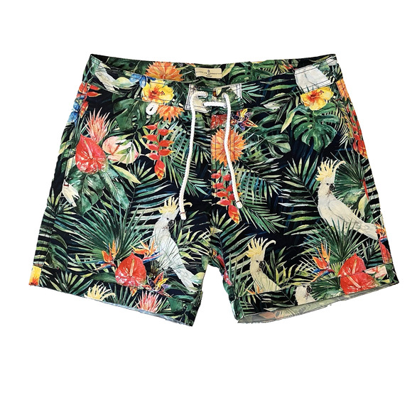 Cuisse de Grenouille Paris Swim Trunks Men Small Austral 5” Inseam Tropical Bird - Picture 1 of 10